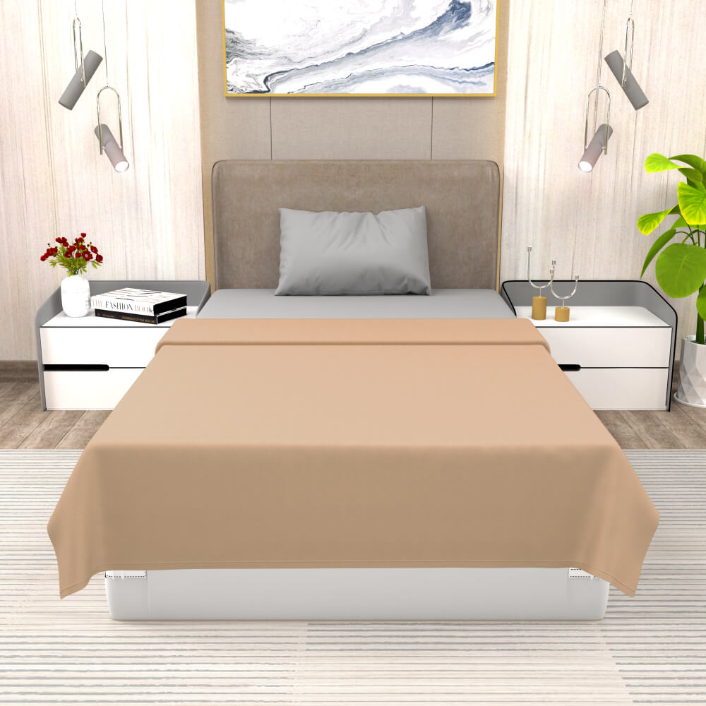 buy beige winter single bed blanket - front view
